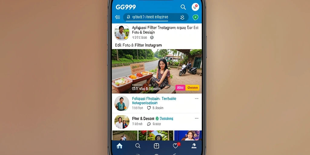 Tampilan antarmuka GG999 yang intuitif untuk aplikasi Filter Instagram.