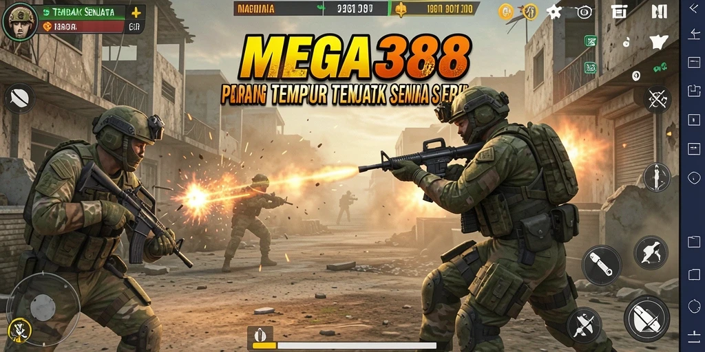 Tampilan antarmuka MEGA388 yang dinamis saat bertempur.