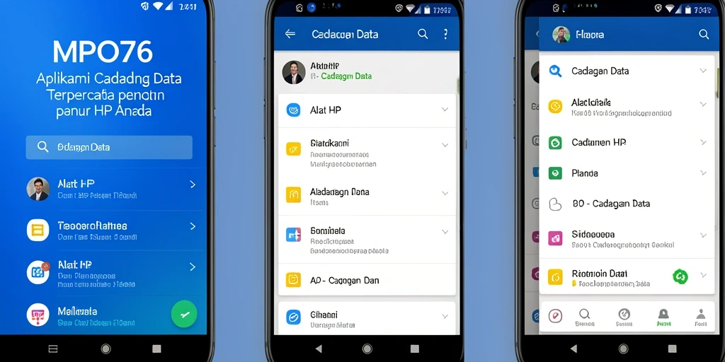 Screenshot MPO76 menampilkan antarmuka aplikasi Cadangan Data yang sederhana dan fungsional.