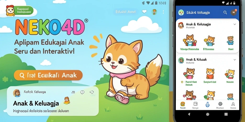 Tampilan antarmuka interaktif aplikasi NEKO4D untuk Edukasi Anak.