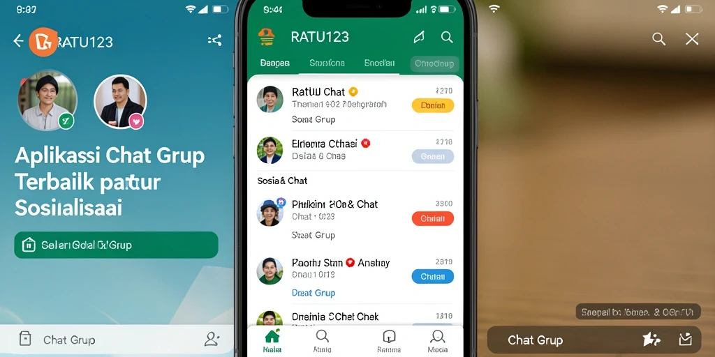 Tampilan antarmuka aplikasi RATU123 yang memudahkan interaksi grup.
