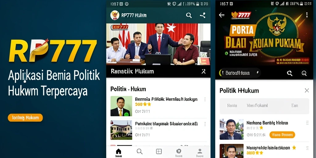 Antarmuka aplikasi RP777 yang menyajikan berita politik hukum.