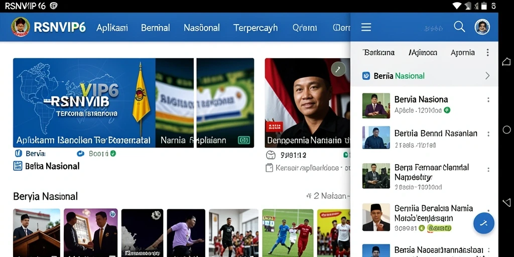 Tampilan antarmuka aplikasi RSNVIP6 untuk berita nasional.